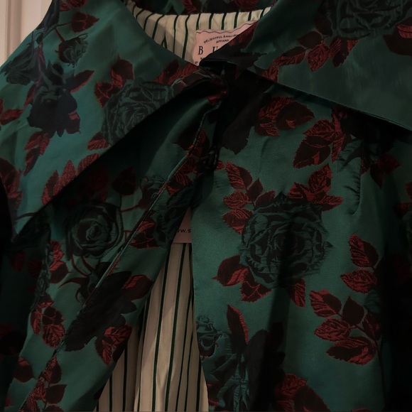 🆕 Buru Floral Print Oversized Point Collar 3/4 Sleeve Side Pocket Car Coat - Picture 3 of 10